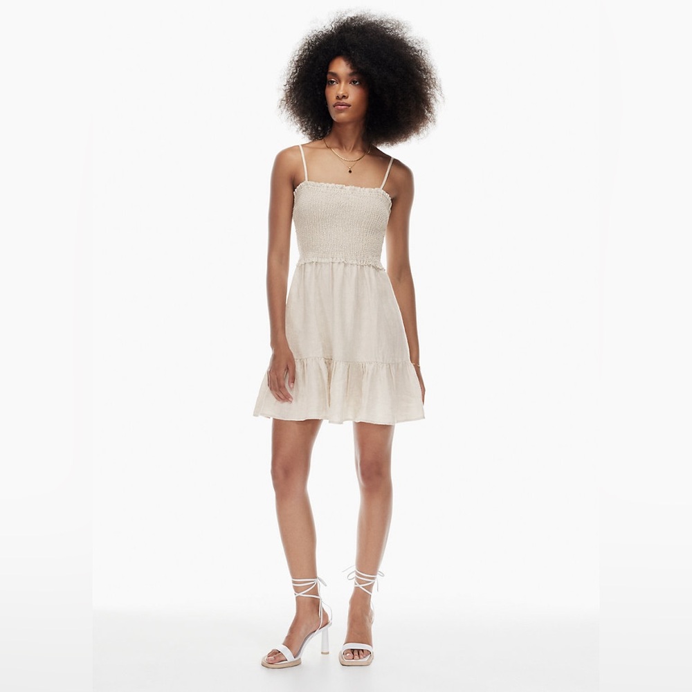 Wilfred tempest linen sleeveless mini dress in natural ecru